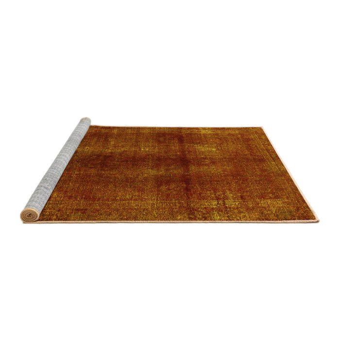 Sideview of Machine Washable Abstract Yellow Modern Rug, wshabs588yw