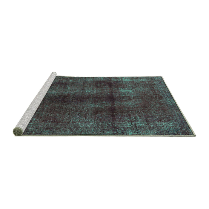 Sideview of Machine Washable Abstract Turquoise Modern Area Rugs, wshabs588turq