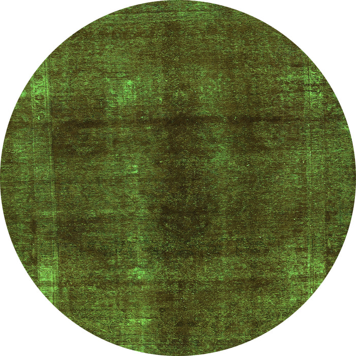 Round Machine Washable Abstract Green Modern Area Rugs, wshabs588grn