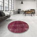 Round Abstract Pink Modern Rug in a Office, abs588