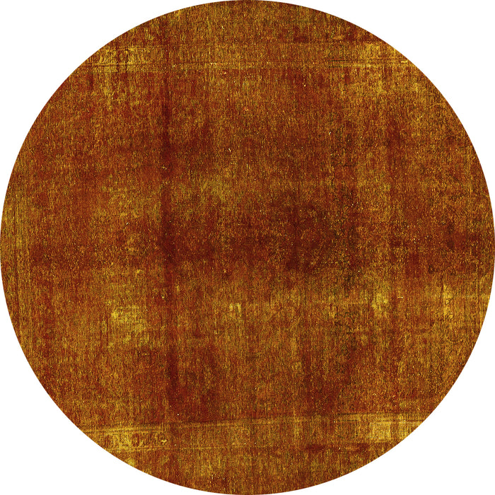 Round Abstract Yellow Modern Rug, abs588yw