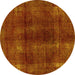 Round Abstract Yellow Modern Rug, abs588yw