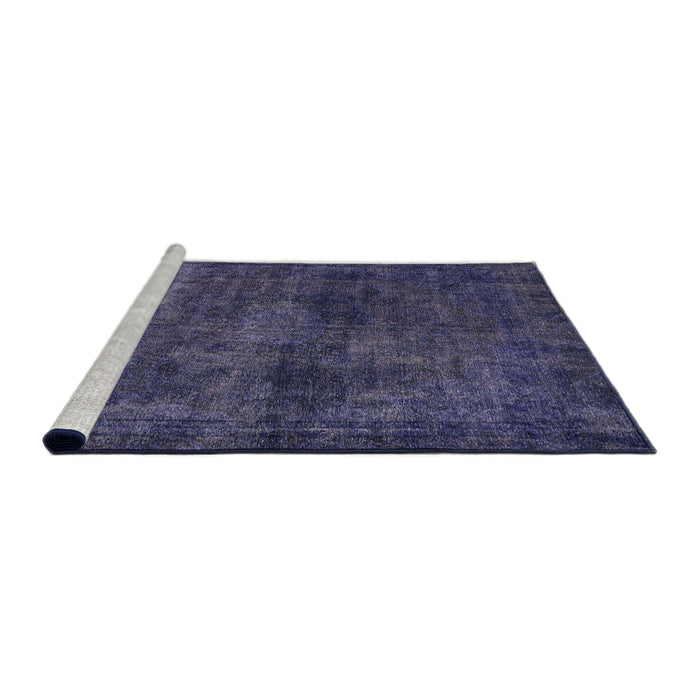 Sideview of Machine Washable Abstract Blue Rug, wshabs589