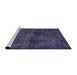 Sideview of Machine Washable Abstract Blue Rug, wshabs589
