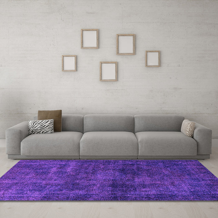 Machine Washable Abstract Purple Modern Area Rugs in a Living Room, wshabs589pur
