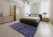 Abstract Blue Modern Rug in a Bedroom, abs589