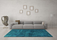 Machine Washable Abstract Turquoise Modern Rug, wshabs589turq