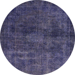 Round Machine Washable Abstract Blue Rug, wshabs589