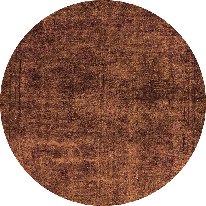 Round Machine Washable Abstract Orange Modern Area Rugs, wshabs589org
