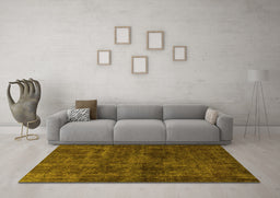 Machine Washable Abstract Yellow Modern Rug in a Living Room, wshabs589yw