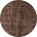 Round Abstract Brown Modern Rug, abs589brn