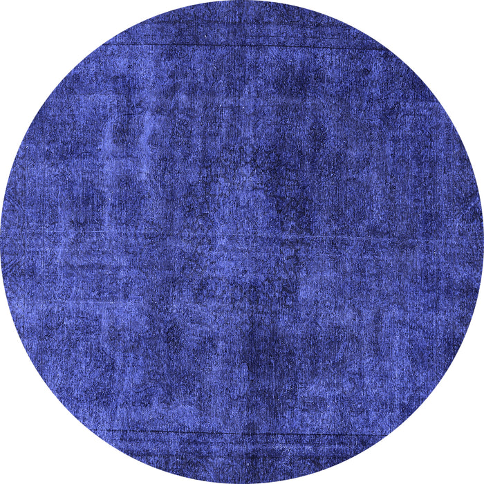 Round Machine Washable Abstract Blue Modern Rug, wshabs589blu
