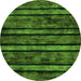 Round Abstract Green Modern Rug, abs58grn