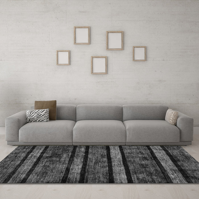 Machine Washable Abstract Gray Modern Rug in a Living Room,, wshabs58gry