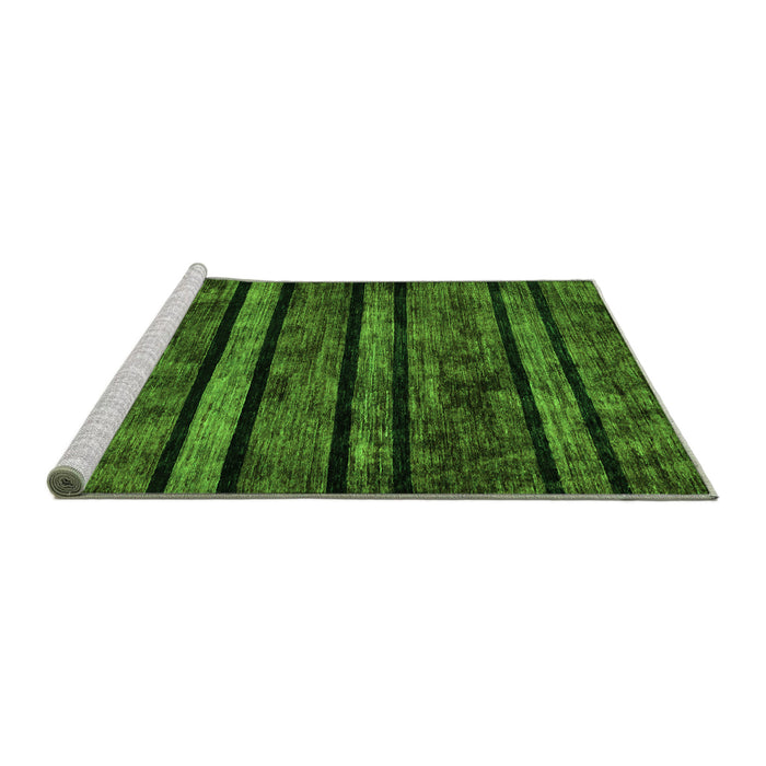 Sideview of Machine Washable Abstract Green Modern Area Rugs, wshabs58grn