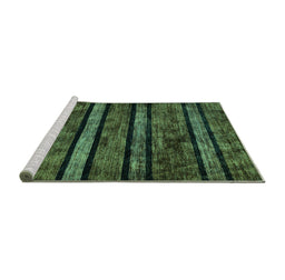 Sideview of Machine Washable Abstract Turquoise Modern Area Rugs, wshabs58turq