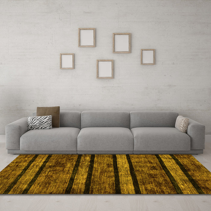 Machine Washable Abstract Yellow Modern Rug in a Living Room, wshabs58yw
