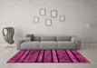 Machine Washable Abstract Pink Modern Rug in a Living Room, wshabs58pnk