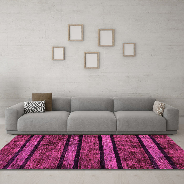 Machine Washable Abstract Pink Modern Rug in a Living Room, wshabs58pnk