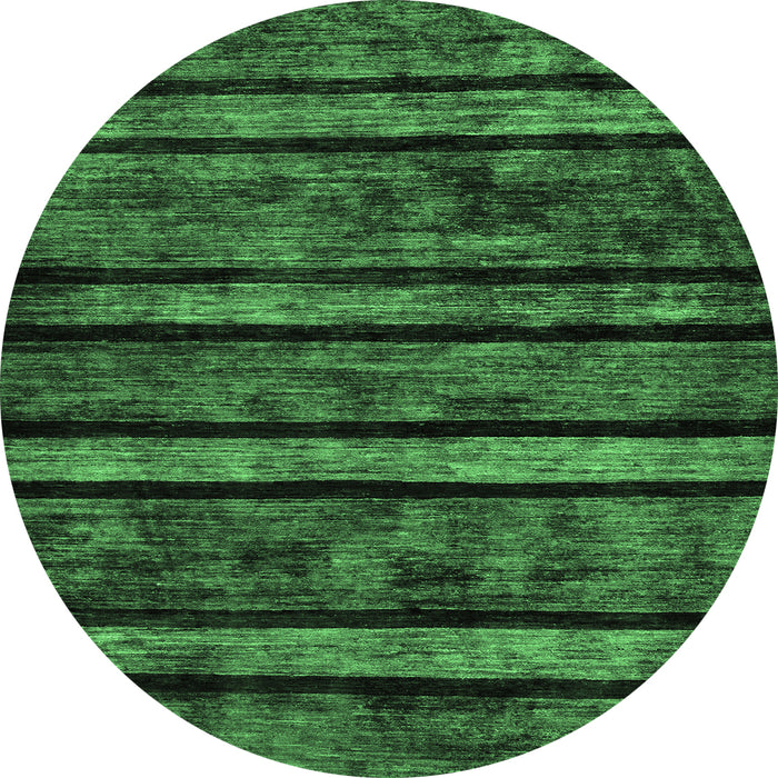 Round Machine Washable Abstract Emerald Green Modern Area Rugs, wshabs58emgrn
