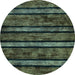 Round Machine Washable Abstract Light Blue Modern Rug, wshabs58lblu