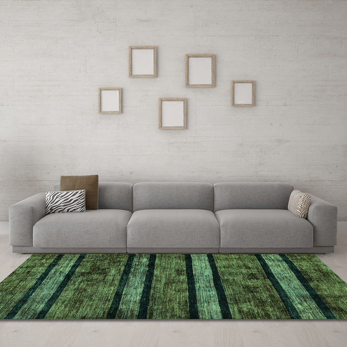 Machine Washable Abstract Turquoise Modern Area Rugs in a Living Room,, wshabs58turq