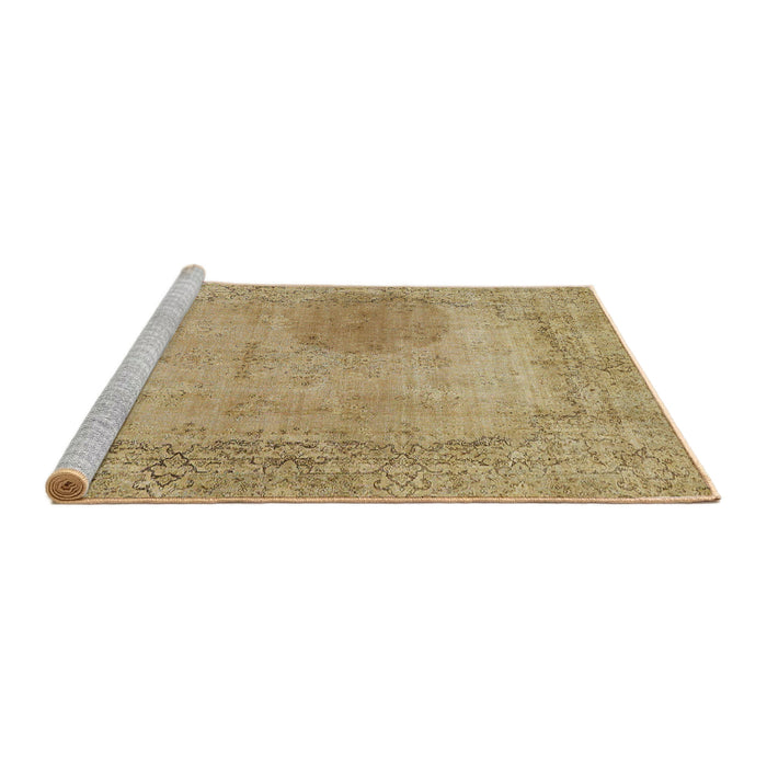 Sideview of Machine Washable Abstract Cinnamon Brown Rug, wshabs590