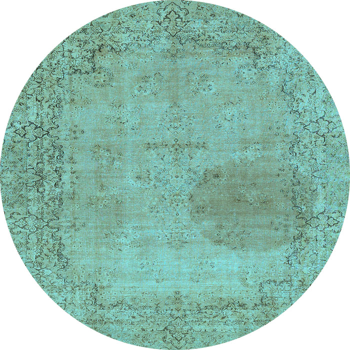 Round Machine Washable Abstract Light Blue Modern Rug, wshabs590lblu