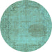 Round Machine Washable Abstract Light Blue Modern Rug, wshabs590lblu