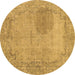 Round Abstract Brown Modern Rug, abs590brn