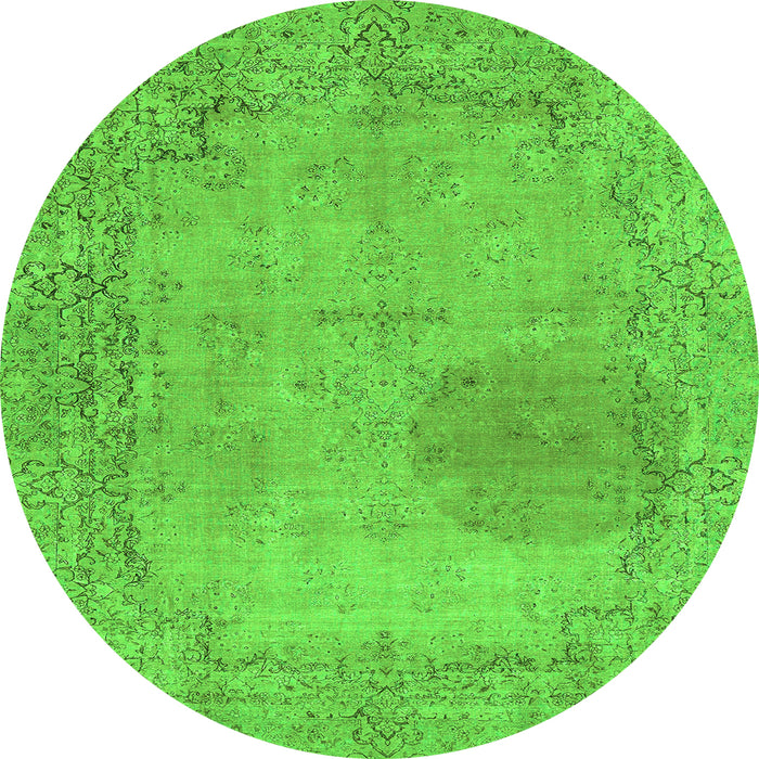 Round Abstract Green Modern Rug, abs590grn