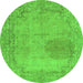 Round Abstract Green Modern Rug, abs590grn