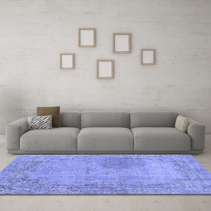 Machine Washable Abstract Blue Modern Rug in a Living Room, wshabs590blu