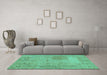 Machine Washable Abstract Turquoise Modern Area Rugs in a Living Room,, wshabs590turq