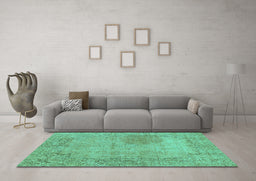 Machine Washable Abstract Turquoise Modern Area Rugs in a Living Room,, wshabs590turq
