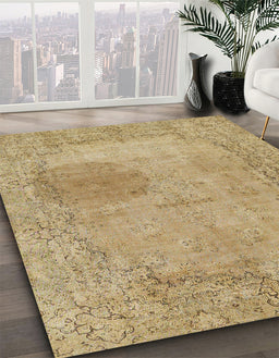 Abstract Cinnamon Brown Modern Rug in Family Room, abs590