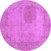 Round Machine Washable Abstract Purple Modern Area Rugs, wshabs590pur