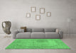 Machine Washable Abstract Emerald Green Modern Area Rugs in a Living Room,, wshabs590emgrn