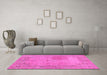 Machine Washable Abstract Pink Modern Rug in a Living Room, wshabs590pnk