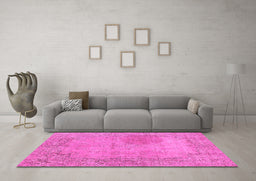 Machine Washable Abstract Pink Modern Rug in a Living Room, wshabs590pnk
