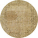 Round Machine Washable Abstract Cinnamon Brown Rug, wshabs590