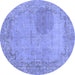 Round Abstract Blue Modern Rug, abs590blu