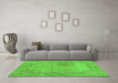 Machine Washable Abstract Green Modern Area Rugs in a Living Room,, wshabs590grn