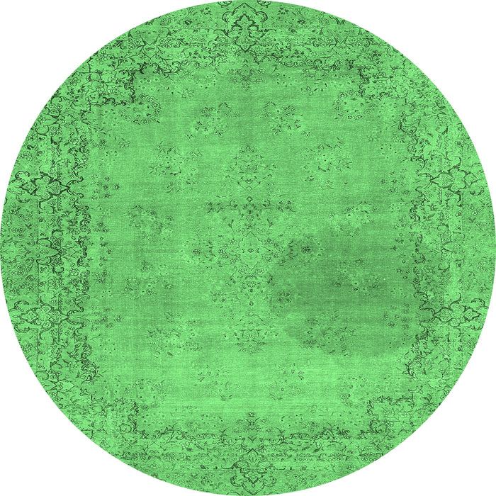 Round Abstract Emerald Green Modern Rug, abs590emgrn