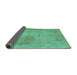 Sideview of Abstract Turquoise Modern Rug, abs590turq