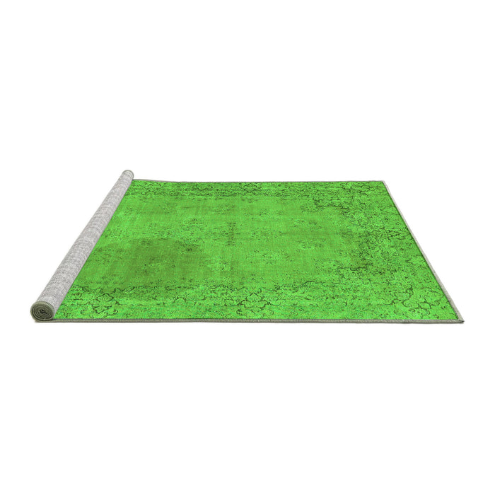 Sideview of Machine Washable Abstract Green Modern Area Rugs, wshabs590grn