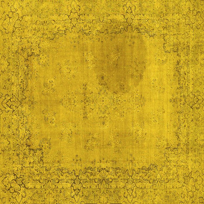 Square Machine Washable Abstract Yellow Modern Rug, wshabs590yw
