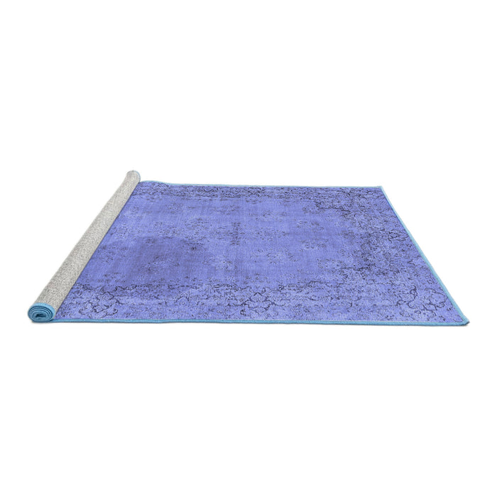 Sideview of Machine Washable Abstract Blue Modern Rug, wshabs590blu