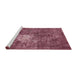 Sideview of Machine Washable Abstract Blush Red Pink Rug, wshabs591