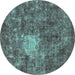 Round Oriental Turquoise Traditional Rug, abs591turq